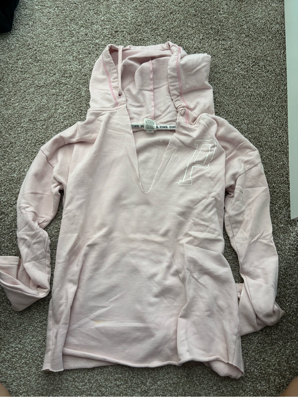 Pink Women's V-Neck Hooded Sweater